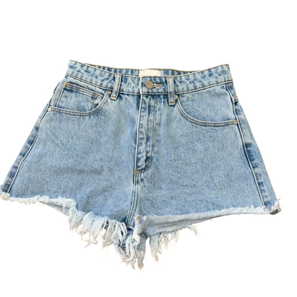 Abrand Jeans Cut Off Denim Western Blue Jean Shorts Womens 26 Micro Mini Western - Picture 2 of 9